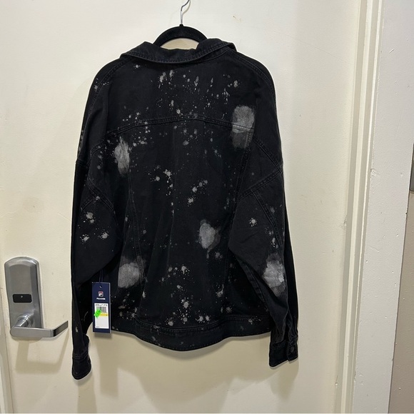 NWT FILA Black & White Splatter Ajax Denim Jacket Size Medium - Picture 4 of 10